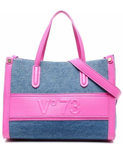 V73 Sorrento Logo-tape Tote Bag - Blue
