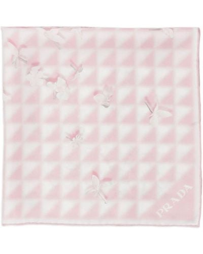 Prada Silk Floral Symbole Scarf - Pink