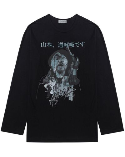 Yohji Yamamoto Graphic-print Cotton Sweatshirt - Black