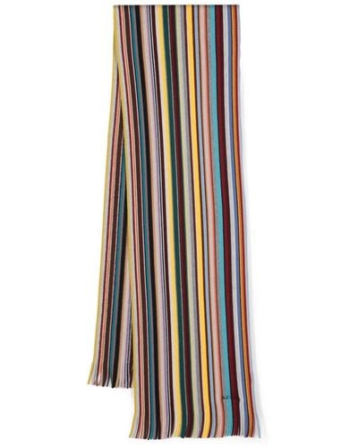 Paul Smith Merinoschal mit Spectrum Stripe-Muster - Weiß