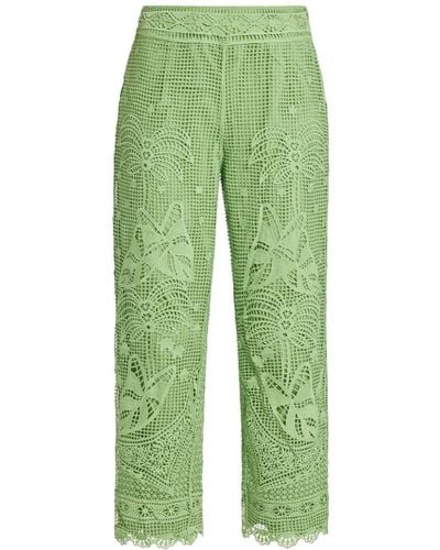 FARM Rio Guipire Embroidered Trousers - Green