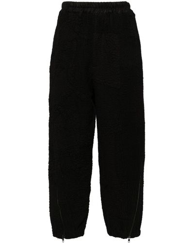 By Walid Tapered-leg Cotton Trousers - Black