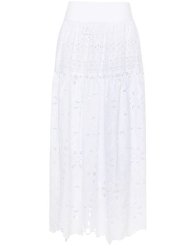 Ermanno Scervino Broderie-anglaise Cotton Maxi Skirt - White
