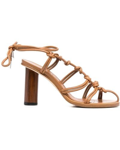 A.W.A.K.E. MODE Rovena Knot-detail Leather Sandals - Brown