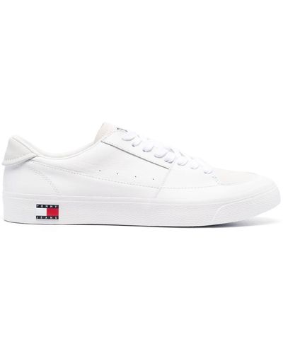 Tommy Hilfiger Logo-detail Low-top Leather Trainers - White