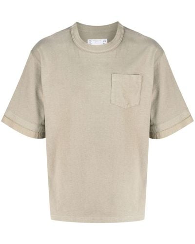 Sacai Crew-neck Cotton T-shirt - Natural