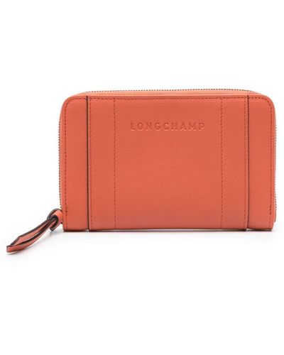 Longchamp Portefeuille en cuir à fermeture zippée - Orange