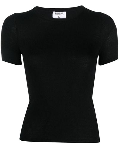 Filippa K Fitted Short-sleeved Knitted Top - Black