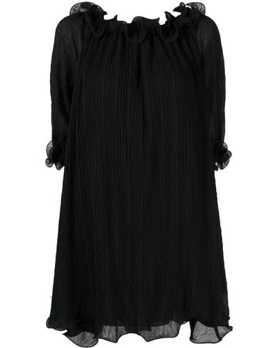 B+ AB Sleeveless Wrinkled Dress - Black