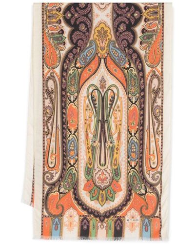 Etro Graphic-print Cashmere-blend Scarf - Natural