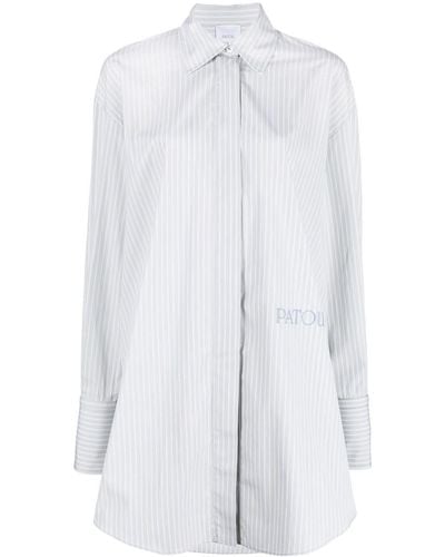 Patou Pinstripe Mini Shirt Dress - White