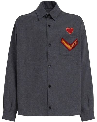 Marni Logo-patch Long-sleeve Shirt - Black