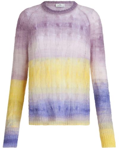 Etro Gradient-effect Cable-knit Sweater - Purple