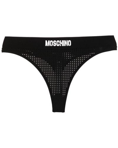 Moschino Tanga perforado con logo de goma - Negro