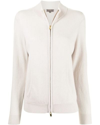 N.Peal Cashmere Jersey a rayas con cremallera - Blanco