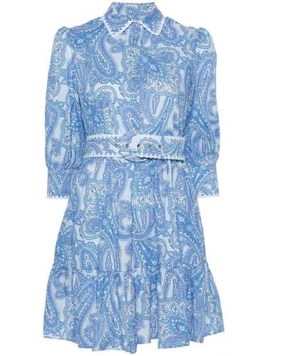 Mc2 Saint Barth Bandana-print Cotton Mini Dress - Blue