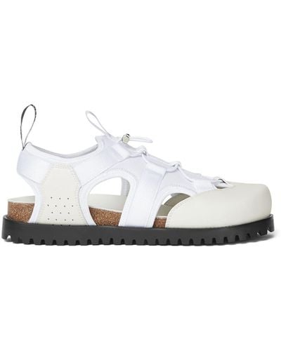 Versace Paneled Leather Caged Sandals - White
