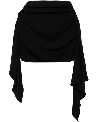 The Attico Draped Jersey Mini Skirt - Black
