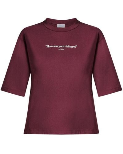 Off-White c/o Virgil Abloh Slogan-print Cotton T-shirt - Purple