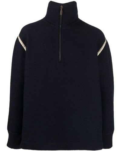 Maison Margiela Pull en maille à détails de coudières - Bleu