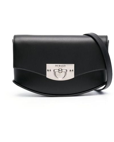 DURAZZI MILANO Flip-lock Leather Shoulder Bag - Black