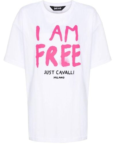 Just Cavalli T-shirt Met Logoprint - Roze