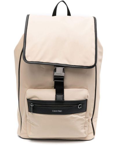 Calvin Klein Logo-lettering Recycled Backpack - Natural