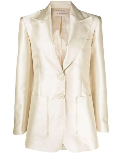 Blanca Vita Single-breasted Button-fastening Jacket - Natural
