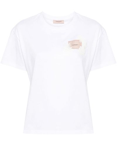 Twin Set T-shirt Oval T Floreal - Bianco