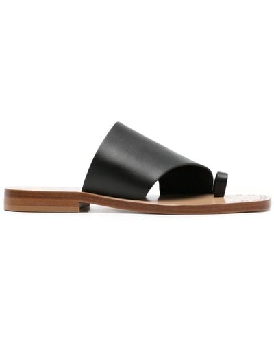 Fabiana Filippi Toe-strap Leather Slides - Black