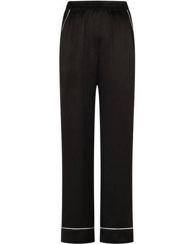 Dolce & Gabbana Contrast-trim Satin Pajama Bottoms - Black