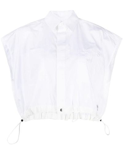 Sacai Logo-embroidered Short-sleeve Shirt - White