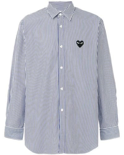 COMME DES GARÇONS PLAY Striped Black Heart Shirt - Blue