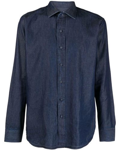 Tagliatore Denim Overhemd - Blauw