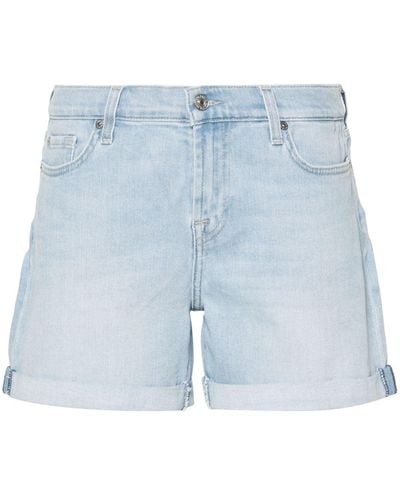 7 For All Mankind Jeans-Shorts mit Umschlag - Blau