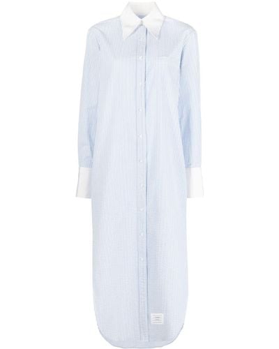 Thom Browne Striped Cotton Shirt Dress - White