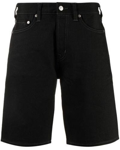 Evisu Short en jean à patch logo - Noir