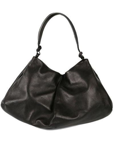 The Row Samia Leather Shoulder Bag - Black