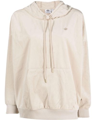 adidas Logo-appliqué Recycled-polyester Hoodie - Natural