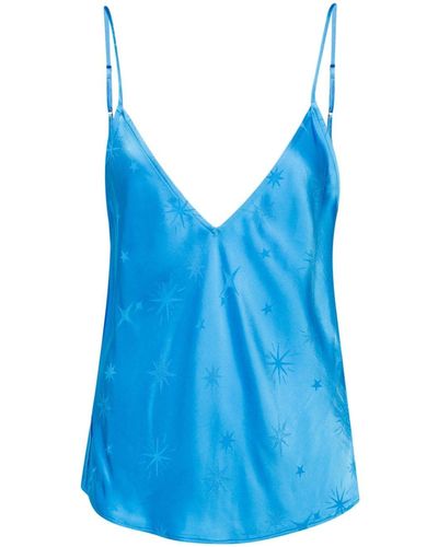 Forte Forte Star-embroidered Satin Tank Top - Blue