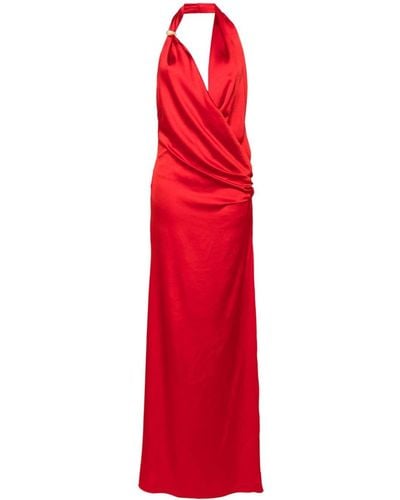 Blumarine Halterneck Satin Gown - Red