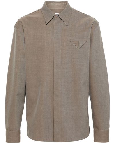 Bottega Veneta Straight-point Collar Twill Shirt - Grey