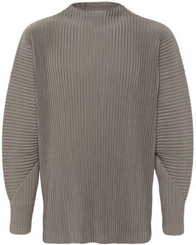 Homme Plissé Issey Miyake Sweat plissé à col montant - Gris