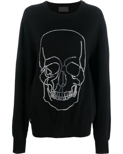 Philipp Plein Studded-skull Cashmere Pullover - Black