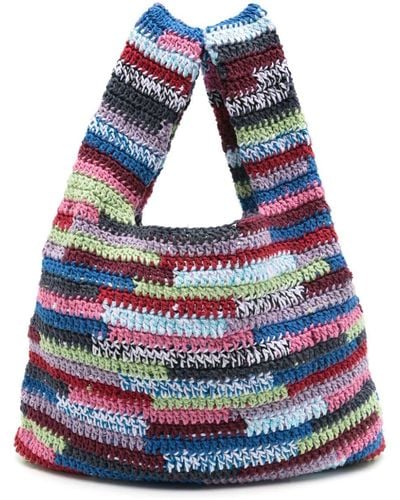 Nannacay Michela Crochet-knit Tote Bag - Blue