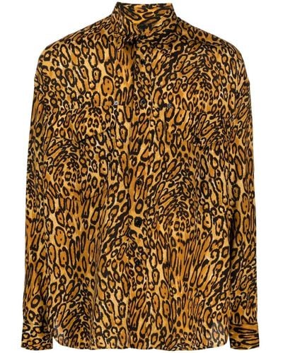 Moschino Leopard-print Long-sleeve Shirt - Brown