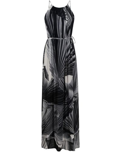 Osklen Robe longue imprimée à fines bretelles - Noir