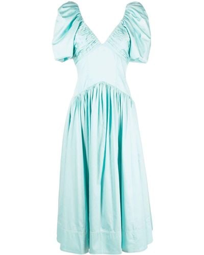 Aje. Gabrielle Puff-sleeve Midi Dress - Blue