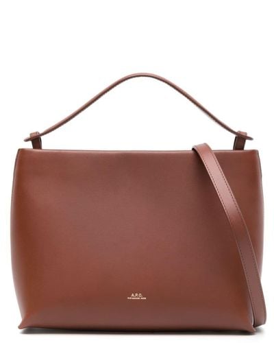 A.P.C. Logo-handle Leather Bag - Brown