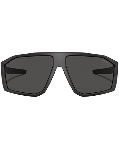 Prada Linea Rossa Geometric frame logo-print sunglasses - Nero